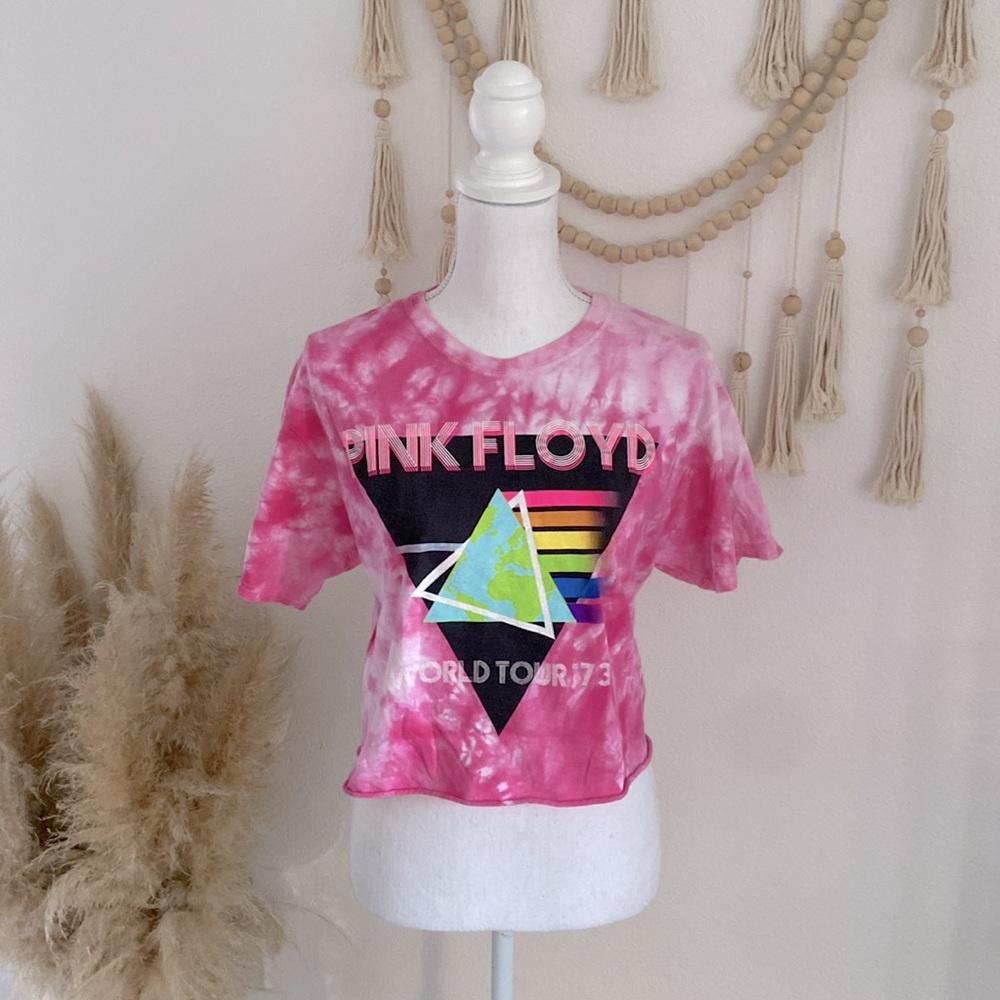 Urban Outfitters Pink Floyd cropped band tee pink tie dye vintage vibes medium
